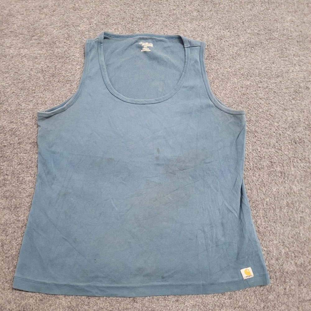 Carhartt Tank Top Womens Size XL Blue Cotton Scoop Neck Casual Logo Patch Fair